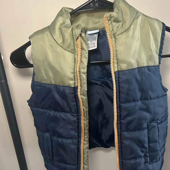 Little Lad 4T Puffer Vest Navy Blue & Green Quilted Toddler Boy Outerwear - Picture 1 of 4